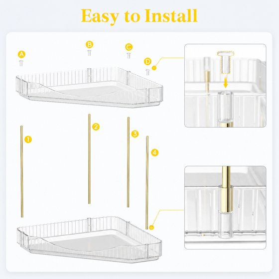 Norcho 2-Tier Corner Bathroom Counter Organizer, Plastic Makeup & Skincare Storage Shelf, Large Countertop Cosmetic & Perfume Organizer for Bathroom, Bedroom, Kitchen & Vanity, Clear