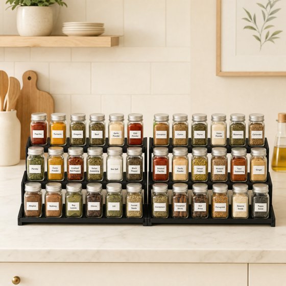 Norcho 3 Tier Spice Rack, 12" Countertop Organizer, Tool-Free Pantry Storage & Display Riser, Kitchen Organizer