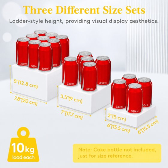 Norcho Plastic Buffet Risers Set of 6, White Food Display Stands for Buffet Table, 6" 7" 7.8" Nesting Cube Dessert Cake Holders for Party, Jewelry and Collectibles Display