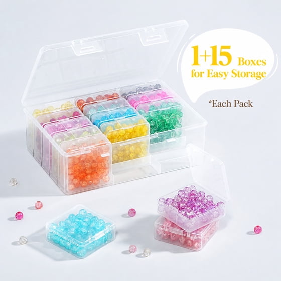 Norcho Small Bead Organizer 3-Case, Clear Plastic Craft Storage Boxes with Hinged Lids, Anti-Tipping Divided Base and Labels for Jewelry, Beads, Diamonds, Seeds and Screws Storage