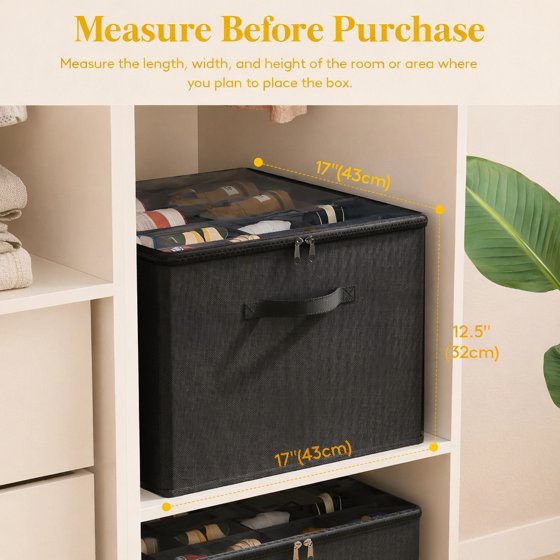 Norcho Shoe Storage Organizer for Closet, Large Fabric Shoe Boxes with Clear Lids, Foldable Bins for Boots, Heels, and Sneakers, Fits 24–32 Pairs (12–16 Pairs Each), 2-Pack, Black