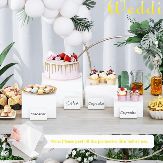 Norcho Plastic Buffet Risers Set of 6, White Food Display Stands for Buffet Table, 6" 7" 7.8" Nesting Cube Dessert Cake Holders for Party, Jewelry and Collectibles Display
