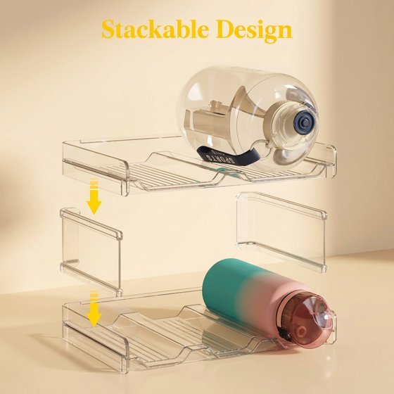 Norcho Stackable Water Bottle Organizer Cabinet, Extra Large Holder for 11 Bottles, Pantry Fridge Wine Rack Storage