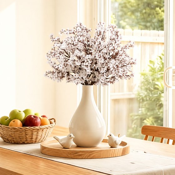 Norcho Baby’s Breath Artificial Flowers, Silk Gypsophila Faux Stems for Wedding Bouquets, Home Decor, Centerpieces, DIY, Farmhouse/Party, White, 6 Bundles