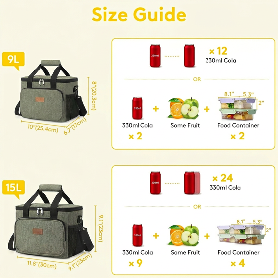 Norcho Large Insulated Lunch Bag Soft Cooler Tote for Adults, Dark Green 24-Can 16L