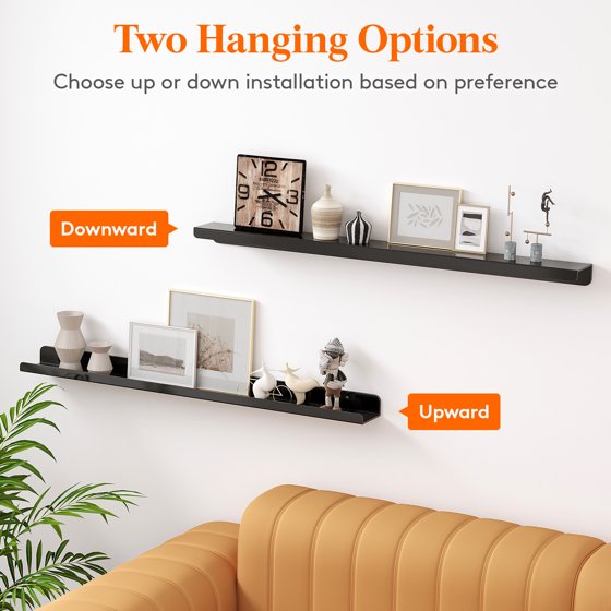Photo Display Shelves 2 Pack, 36" Wall Mounted Floating Shelf for Décor, Bedroom Storage Organizer, Mother’s Day Gift