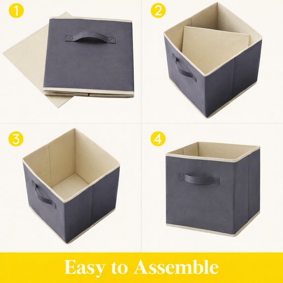 Norcho Foldable Fabric Storage Cubes with Handles, Decorative Closet & Shelf Storage Bins, 11 Inch, Gray, 12 Pack