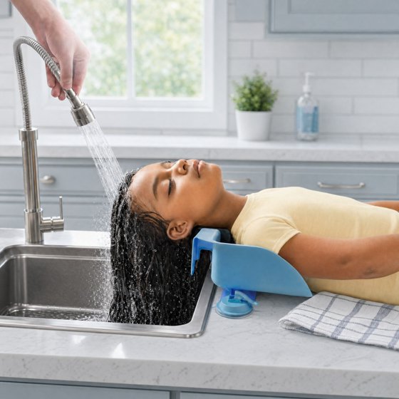 Hair Wash Basin for Kids, Portable Shampoo Bowl, Hair Washing Tray for Sink at Home, Hair Washing Station, Ocean Blue