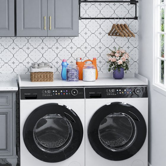 Norcho Washer Dryer Countertop with Edge Rails, Melamine Laundry Room Organizer Shelf, Storage Surface for Washer and Dryer Top, Laundry Organization Countertop for Utility Room