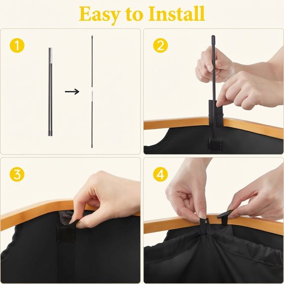 Norcho 100L Laundry Basket with Lid, Large Foldable Laundry Hamper with Bamboo Handles and Removable Bag, Black