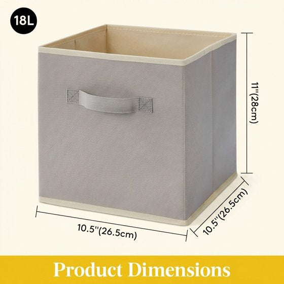 Norcho 11" Foldable Fabric Storage Cubes with Handles, Decorative Baskets for Shelves Closet 18L, Light Gray 6 Pack