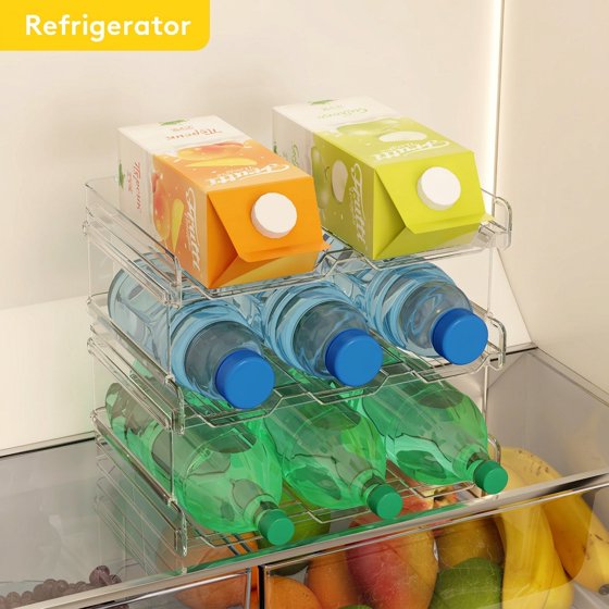 Norcho Stackable Water Bottle Organizer Cabinet, Extra Large Holder for 8 Bottles, Pantry Fridge Wine Rack Storage