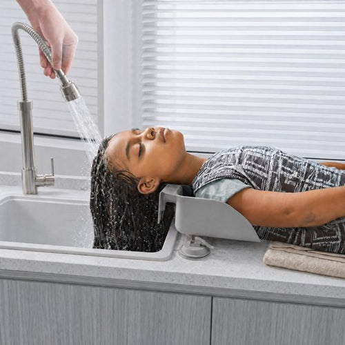 Hair Wash Basin for Kids, Portable Shampoo Bowl, Hair Washing Tray for Sink at Home, Hair Washing Station, Silver Gray