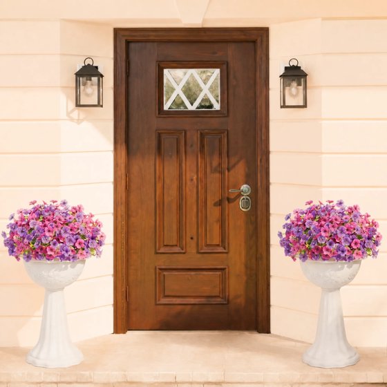 Norcho Outdoor Artificial Flowers, 12 Bundles Plastic Fake Daisy, Faux Plants for Spring/Summer Porch, Window Box, Vase, Fuchsia & Purple Mix