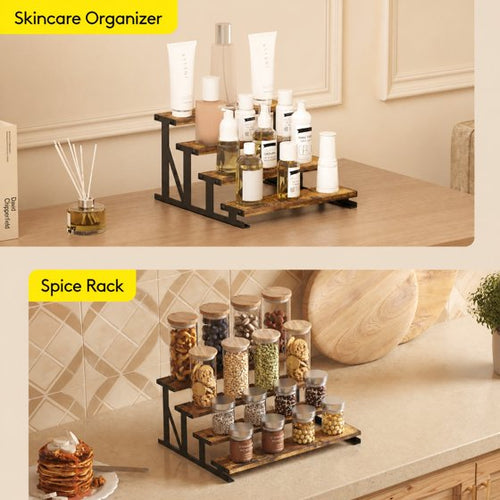 2-Pack Wooden Cologne Stand, 10" Perfume Shelf and Organizer, Anti-Slip Cologne Shelf, Fragrance Organizer, Brown