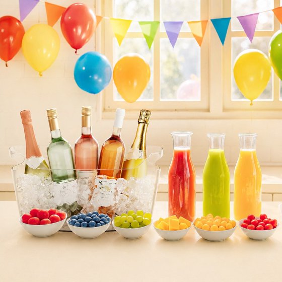 Norcho 6.5L Ice Bucket 2-Pack for Parties, Portable Drink Chiller Tub with Scoop, Plastic Beverage Cooler for Champagne, Wine, Beer and Cocktails