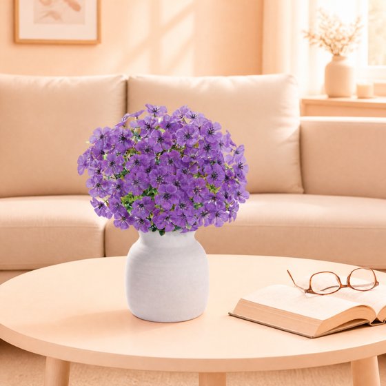 Norcho Outdoor Artificial Flowers, 12 Bundles Plastic Fake Daisy, Faux Plants for Spring/Summer Porch, Window Box, Vase, Purple