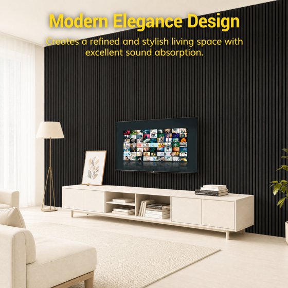 10-PCS Wood Wall Panels for Interior Wall Decor, 47.2" x 23.6" Soundproof Acoustic Wall Panels, Black