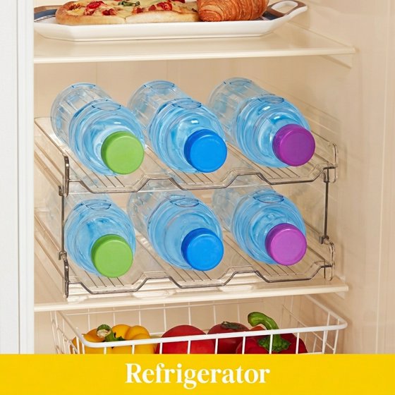 Norcho 2 Tier Stackable Water Bottle Organizer, Cabinet Plastic Holder Fits 6 Bottles 3.8" Dia, Pantry Countertop Cupboard