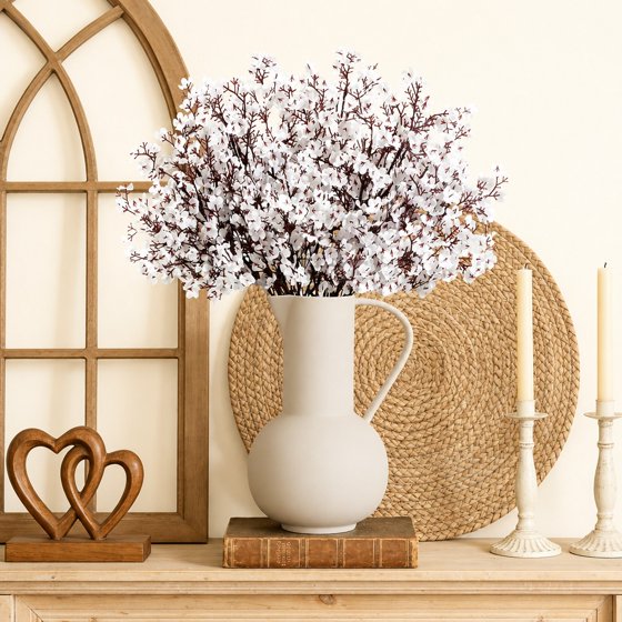 Norcho Baby’s Breath Artificial Flowers, 10 Bundles Silk Gypsophila Faux Stems for Wedding Bouquets, Home Decor, Centerpieces, DIY, Farmhouse/Party, White