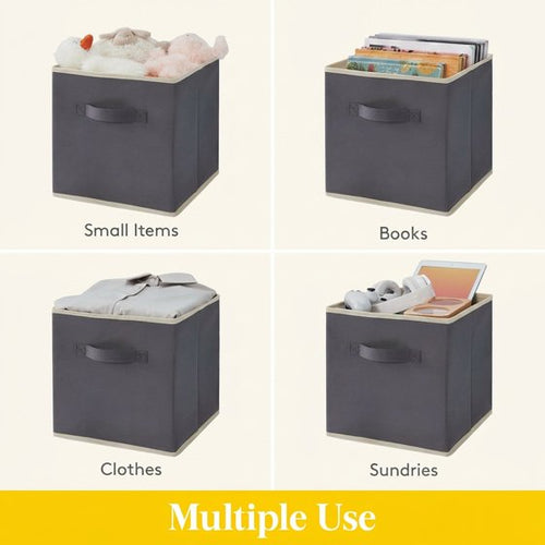Norcho 13" Foldable Fabric Storage Cubes with Handles, Decorative Baskets for Shelves Closet 36L, Gray 6 Pack