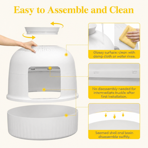 Cat Litter Box with Lid, Corner Cat Litter Box Enclosure, Hidden Cat Litter Box Plant, White