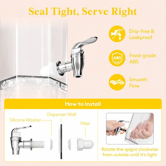 Norcho 1.1 Gallon Drink Dispenser for Parties with Stand and Ice Core, Clear Plastic Beverage Dispenser with Spigot for Juice, Tea, Soda, BPA-Free Lemonade Water Pitcher for Fridge and Events