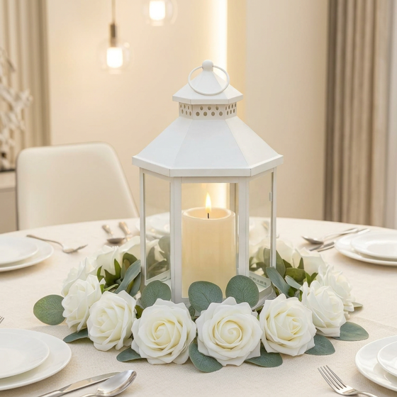Norcho 50 Pcs Ivory Foam Roses Artificial Flowers Stems, Real Looking Fake for DIY Wedding Bouquets Centerpieces Valentine Decor