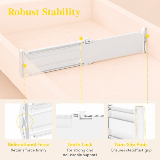 Norcho Drawer Dividers for Clothes 8-Pack, 3.2" Tall Expandable Dresser Drawer Organizers, Adjustable Plastic Separators for Socks, Underwear, Kitchen, Cabinet, Nursery Storage
