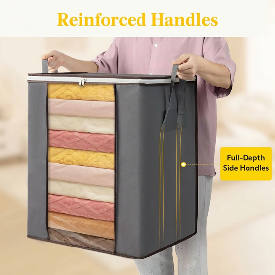 Norcho 120L Extra Large Blanket Storage Bags, Foldable Comforter Storage with Reinforced Handles, 3-Pack