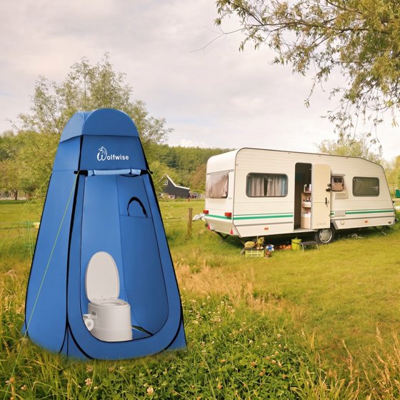 Norcho 47x83" Pop Up Shower Tent with Floor, Portable Changing Privacy Toilet Shelter with Ventilation, Blue