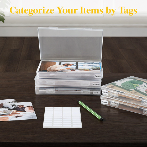 Norcho Photo Storage Set with 9 pcs 5" x 7" Inner Photo Boxes & 11 x 8.5 inch Transport Case, Craft Organizer for Seeds, Cards, Pictures, Office Supplies with Label Stickers