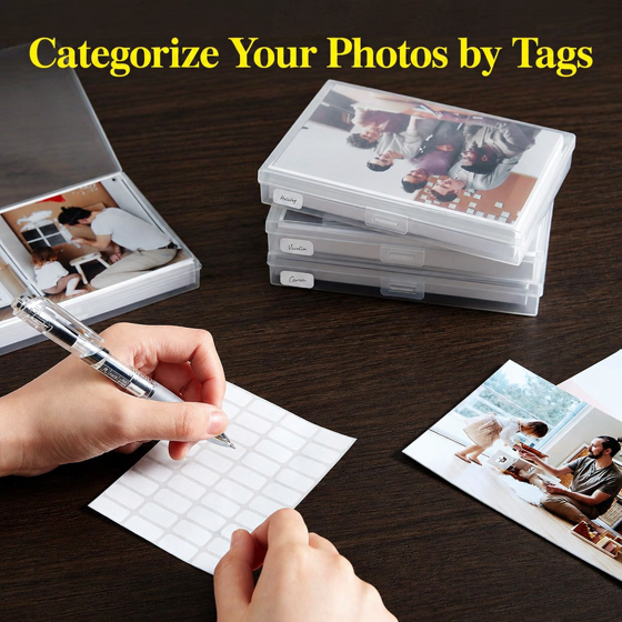 Norcho 4x6 Photo Storage Box, 16 Inner Photo Cases with Lids, Clear Plastic Photo Organizer with Label Stickers for Photos, Seeds, Stickers, Cards, Pictures, Stamps & Office Supplies