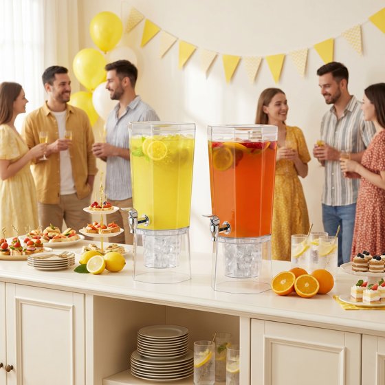 Norcho 1.1 Gallon Drink Dispenser with Stand, 4L Clear Beverage Dispenser with Spigot for Parties, Plastic Juice Container for Tea, Soda, Lemonade, Water & Mimosa Bar