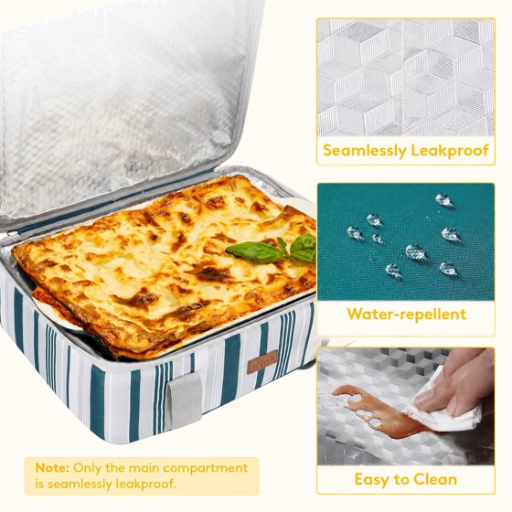 Norcho Insulated Single Decker Casserole Carrier, Hot/Cold Food, Lasagna Holder for Potluck/Picnic, Fits 9"x13" Dish, Green