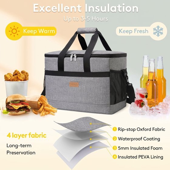 Norcho Collapsible Insulated Cooler Bag 30-60 Cans, Leakproof Portable Soft Tote for Camping BBQ Outdoor