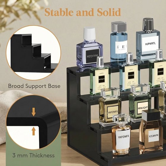 Norcho 9-Inch Cologne Organizer for Men, 4-Tier Large Perfume Stand, Tool-Free Assembly Display Shelf for Fragrance, Aftershave, Skincare, and Makeup, 1-Pack