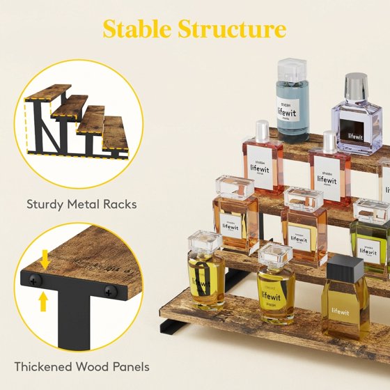 2-Pack Wooden Cologne Stand, 14" Perfume Shelf and Organizer, Anti-Slip Cologne Shelf, Fragrance Organizer, Brown