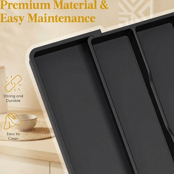 Norcho Utensil Organizer for Kitchen Drawers, Expandable Cooking Utensil Tray, Adjustable Cutlery and Silverware Holder, 13–22 x 15", Black