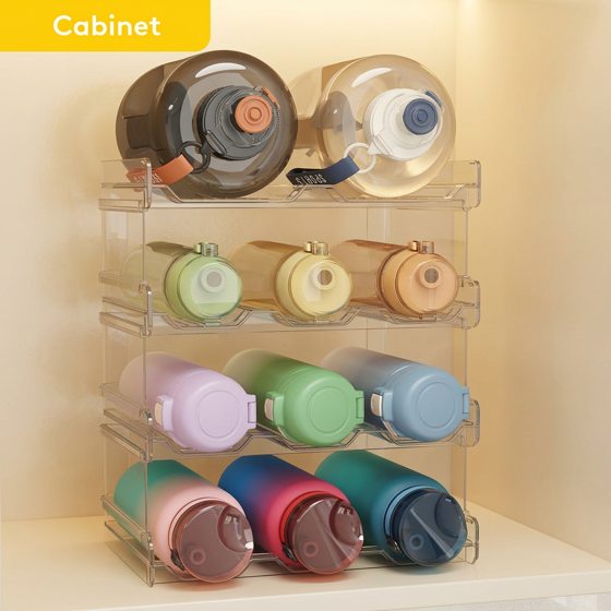 Norcho Stackable Water Bottle Organizer Cabinet, Extra Large Holder for 11 Bottles, Pantry Fridge Wine Rack Storage