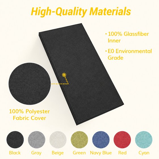 Norcho Large Fiberglass Acoustic Panels 39.4" x 19.7" x 1.6", Sound Proof Wall Panels, Sound Absorbing Acoustic Panels for Interior Wall Decor, Studio, Living Room, Theater, Black