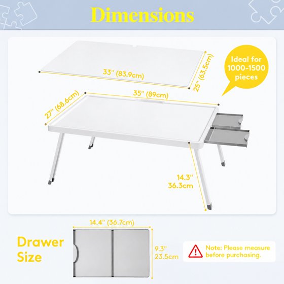 Norcho 1500 Pieces 2-in-1 Rotating & Tilting Puzzle Board with Divided Drawers, Felt Mat, Protective Cover, Portable Jigsaw Puzzle Table with Handle, 4 Extra Felt Trays, 35" x 27", White