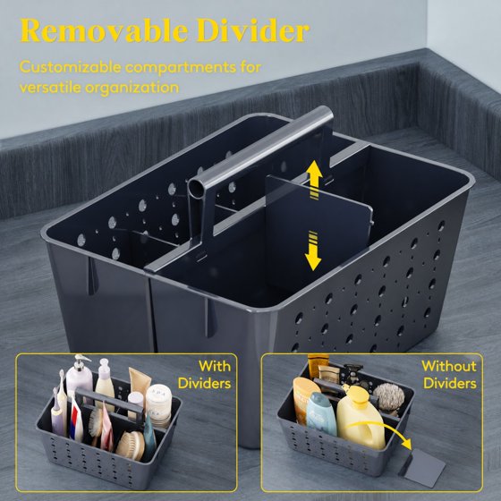 Norcho Portable Shower Caddy, Plastic Bathroom Organizer with Handle and Drain Holes, Hard Cleaning Basket for Toiletries Storage, Dorm Room Essentials for College Bathroom Organization, Dark Blue