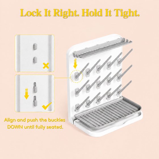 Norcho Large Baby Bottle Drying Rack with 15 Hooks, Newborn Essentials Countertop Organizer, Rack Dryer for Bottles, Pacifiers & Pump Parts