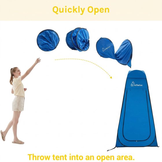 Norcho 47x83" Pop Up Shower Tent with Floor, Portable Changing Privacy Toilet Shelter with Ventilation, Blue