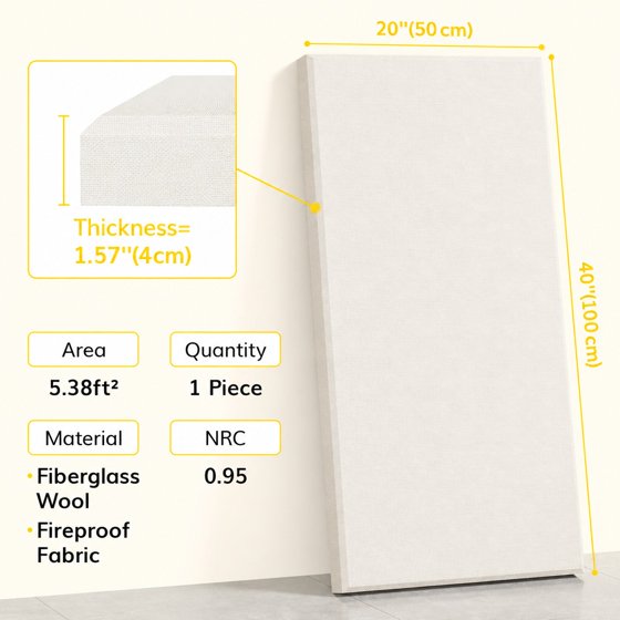 Norcho Large Fiberglass Acoustic Panels 39.4" x 19.7" x 1.6", Sound Proof Wall Panels, Sound Absorbing Acoustic Panels for Interior Wall Decor, Studio, Living Room, Theater, Beige