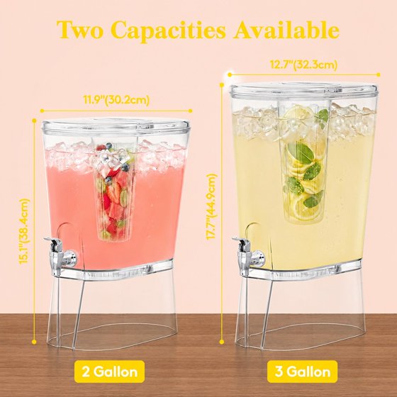 Norcho 3.1 Gallon Drink Dispenser for Parties with Stand and Ice Core, Clear Plastic Beverage Dispenser with Spigot for Juice, Tea, Soda, BPA-Free Lemonade Water Pitcher for Fridge and Events