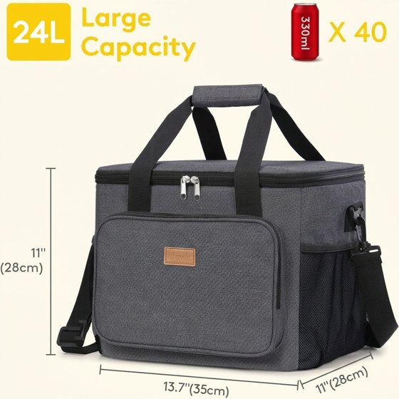 Norcho Large Insulated Lunch Bag Soft Cooler Tote for Adults, Dark Gray 40-Can 24L