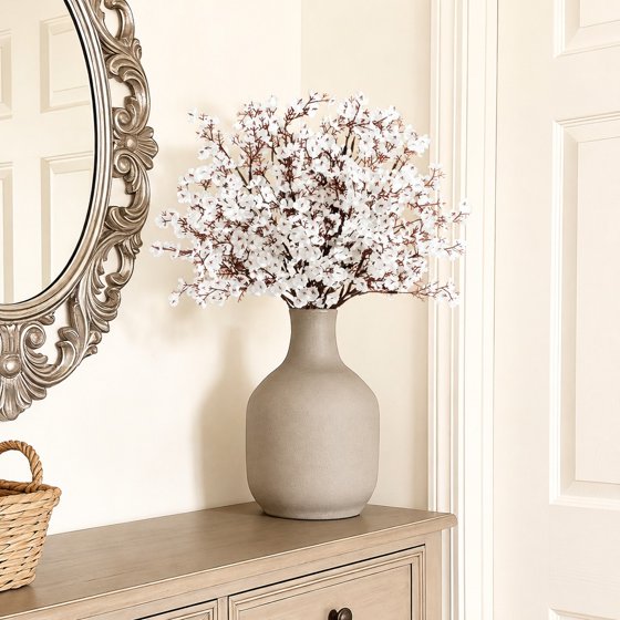 Norcho Baby’s Breath Artificial Flowers, Silk Gypsophila Faux Stems for Wedding Bouquets, Home Decor, Centerpieces, DIY, Farmhouse/Party, White, 6 Bundles