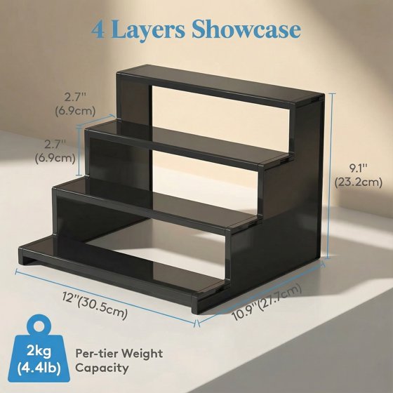 Norcho 12-Inch Cologne Organizer for Men, 4-Tier Large Perfume Stand, Tool-Free Assembly Display Shelf for Fragrance, Aftershave, Skincare, and Makeup, 2-Pack